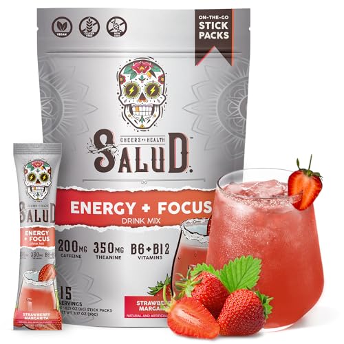 Image of Salud 2-in-1 Energy Drink Powder + Focus, Strawberry Margarita, 15 Servings