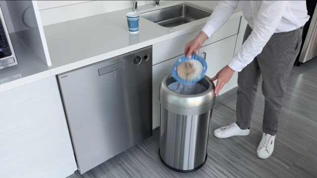 Image of iTouchless 13 Gallon Open Top Kitchen Trash Can Recycling Bin with Wheels and Double Odor Filters, Round Commercial Stainless Steel 50 Liter Trashcan for Home Office Work Bedroom Livingroom Garage
