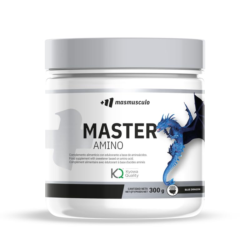 MM Supplements - Aminoácidos Esenciales - en Polvo - 300g - Bote para 30 días - Recuperador Muscular - Mayor Rendimiento - Master Amino - Sabor Blue Dragon