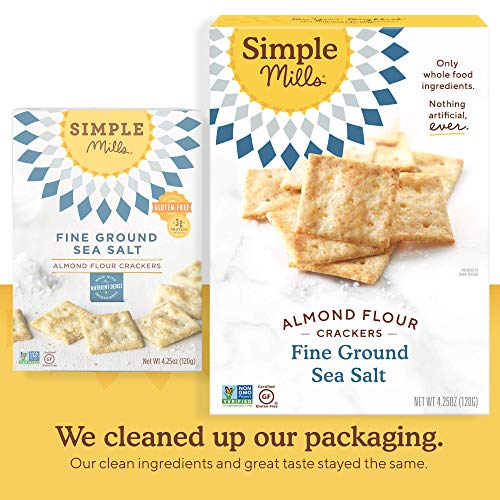 Simple Mills Almond Flour Crackers, Fine Ground Sea Salt - Gluten Free, Vegan, Healthy Snacks, 4.25 Ounce (Pack of 3)