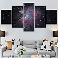 SIGNWIN 5 Panel Canvas Wall Art Aerial Astronomy & Space Expressive Global Moon Multicolor Photography Realism Warm for Home Decorations Ready to Hang - 60