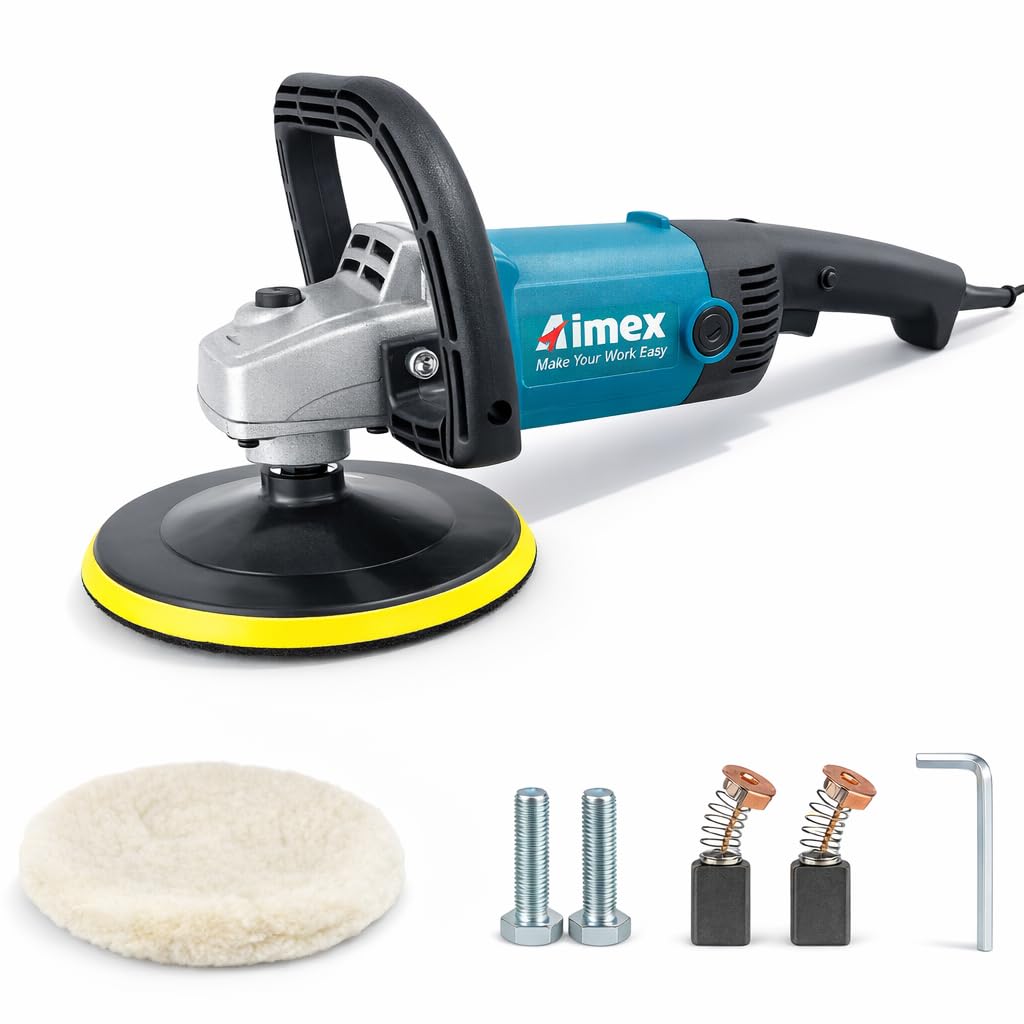 Aimex DT-150 Electric Car Polisher | 1200W Motor | 6-Speed Variable Buffer 500-3000 RPM | 180mm Pad | Car & Bike Detailing Machine for Polishing Furniture, Ceramic & Home Appliances
