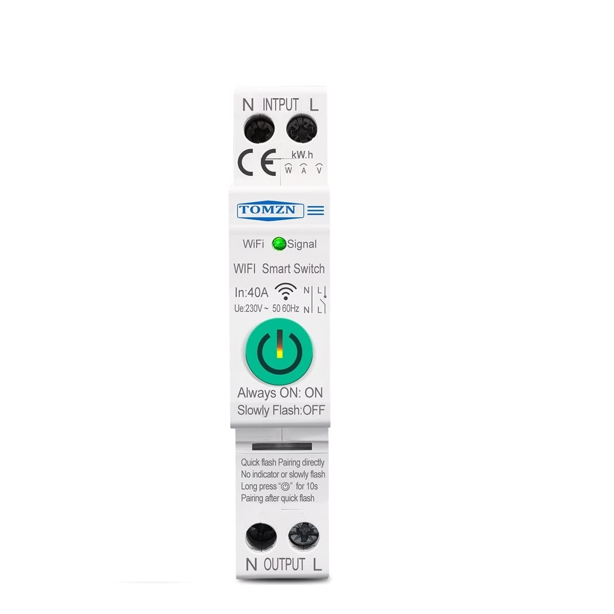 Interruttore 1P+N WiFi Smart Switch 40A Misuratore di Energia Kwh Monitoraggio Interruttore Timer Relè MCB