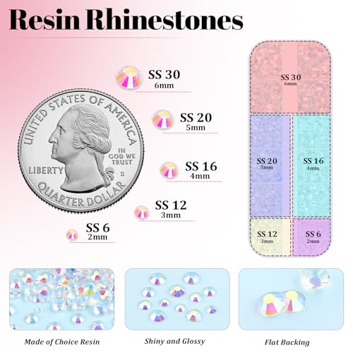 Image of Resin Rhinestones for Crafting with 3Pcs 10ml B7000 Jewelry Glue, 1 Box Transparent AB Flatback Gems Crystals Diamond for Bedazzling Crafts DIY Nail Art Makeup, Gems for Clothing Tumblers Shoes
