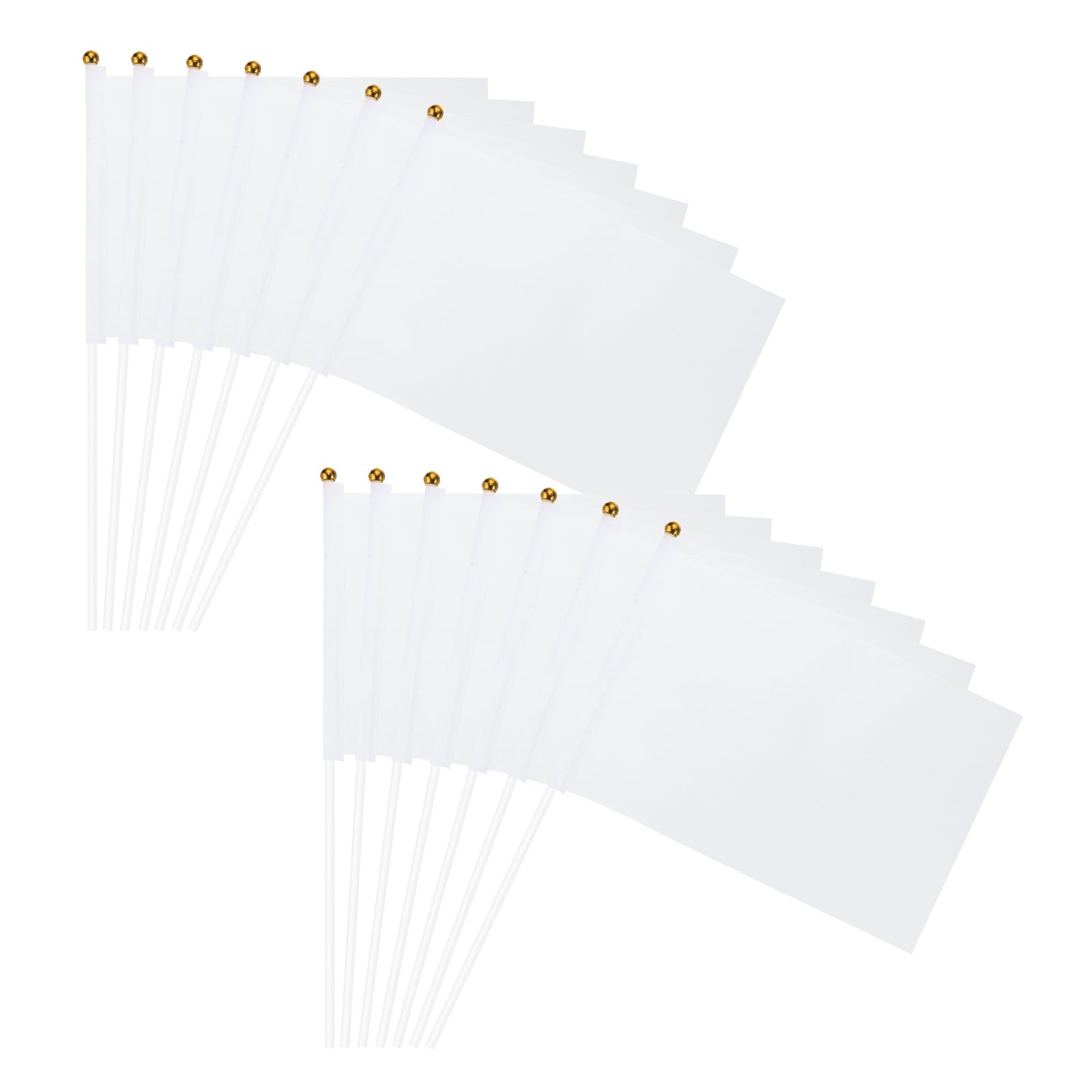 sourcing map 50Pcs White Blank Stick Flag,21x14cm,Plastic Stick