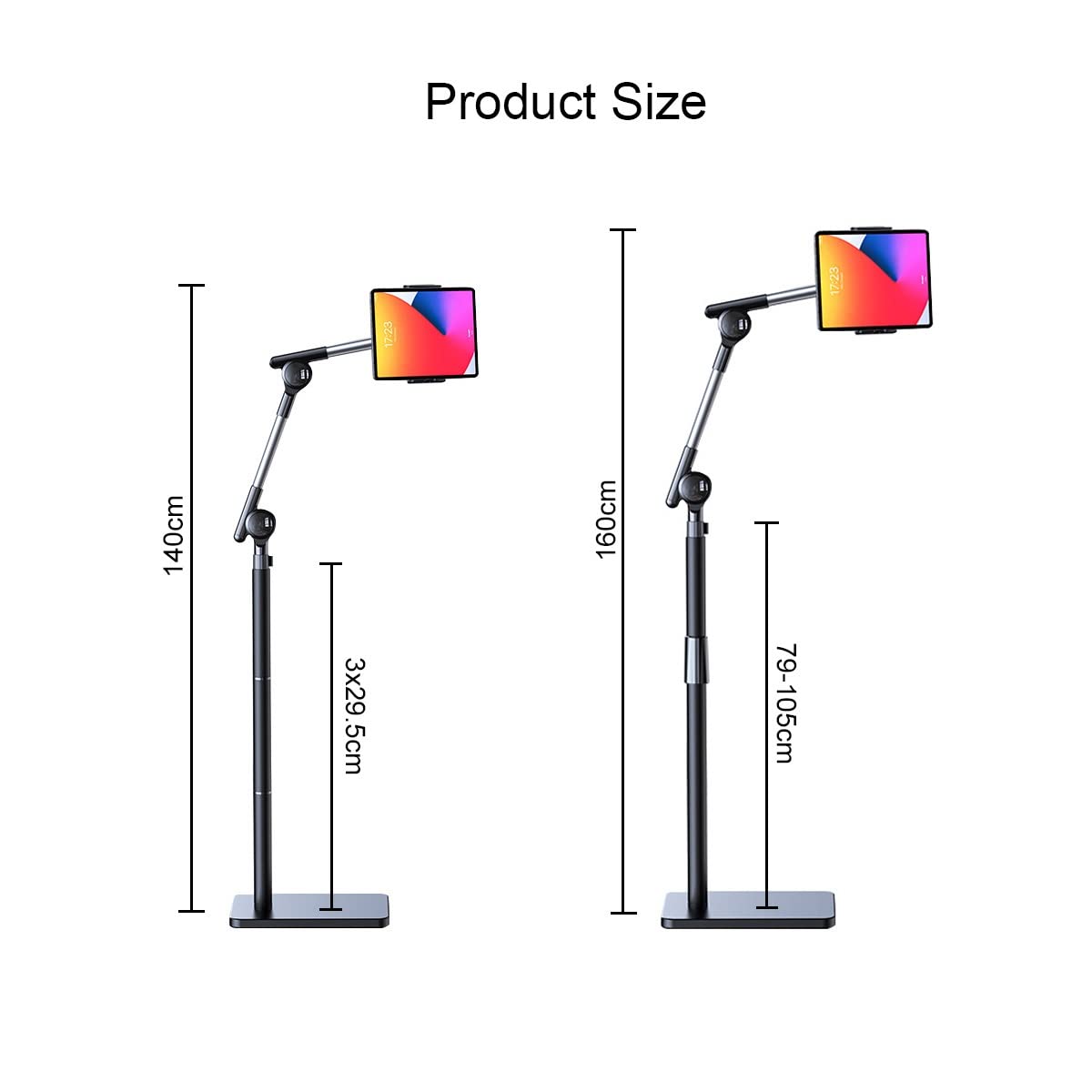 Supporto per computer, Tablet da comodino regolabile con base stabile(160cm)