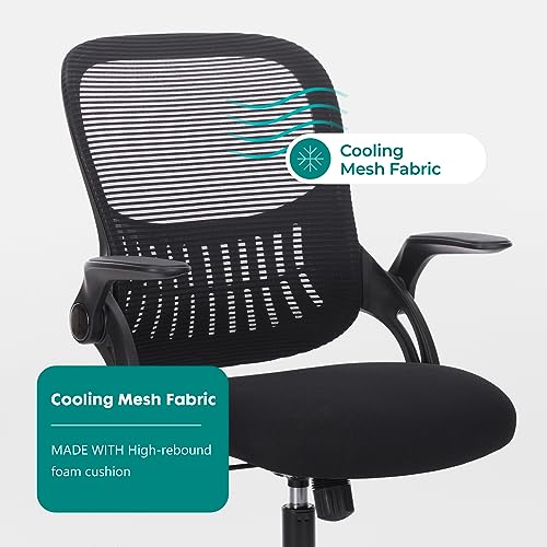 Sweetcrispy Home Office Managerial Executive Chair, Ergonomic Mesh Adjustable Swivel Mid-Back Chair with Comfortable Lumbar Support, Comfy Arms for Bedroom,Study,Student - Image 6