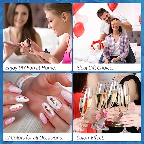 Phoenixy Gel Nail Polish Set, 12 Colours Gel Nail Kit with U V Nail Lamp 8ML Soak off Gel Nail Polish Starter Kit Blue Pink Nail Kit Gifts Set for Women - Image 8