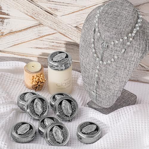 Jadive 12 Sets Catholic Rosary Necklace 6mm Glass Pearl Beaded Necklace with Metal Gift Box for Women Men Prayer Gift4