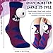 Jamntower Crazy Silly Funny Wacky Socks Monster Socks 3D Eyes Novelty Fashion Cartoon Fuzzy for Gifts, Party Costume(Purple,M,Playful)