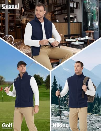 MAGCOMSEN Men's Fleece Vest Lightweight Zip Up Winter Vests Outerwear Warm Polar Sleeveless Jacket with Pockets Casual Golf 6