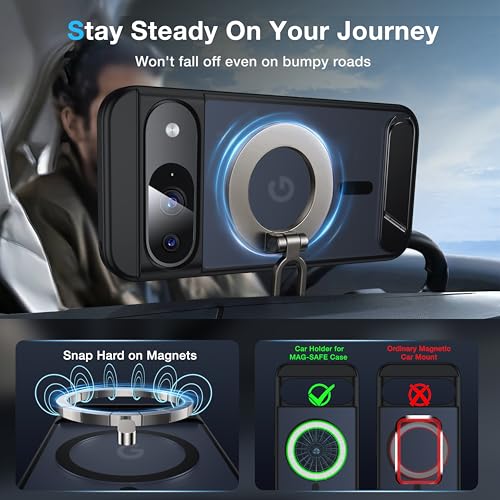 Image of for Google Pixel 9 Case /Pixel 9 Pro Case with MagSafe [Adjustable Kickstand][Charge While Standing][Military Shockproof] Translucent Matte Soft Silicone Bumper Pixel 9 /9 Pro Phone Case,Black