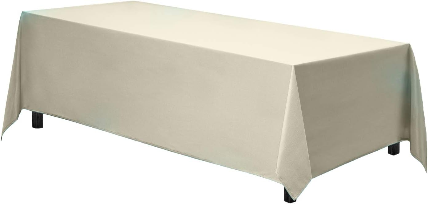 Gee Di ModaGee Di Moda Rectangle Tablecloth - 70 x 120 Inch Ivory Table Cloth for 6 or 8 Foot Rectangle Table - Heavy Duty Washable Fabric - for Buffet Table, Holiday Party, Dinner, Wedding & Baby Shower