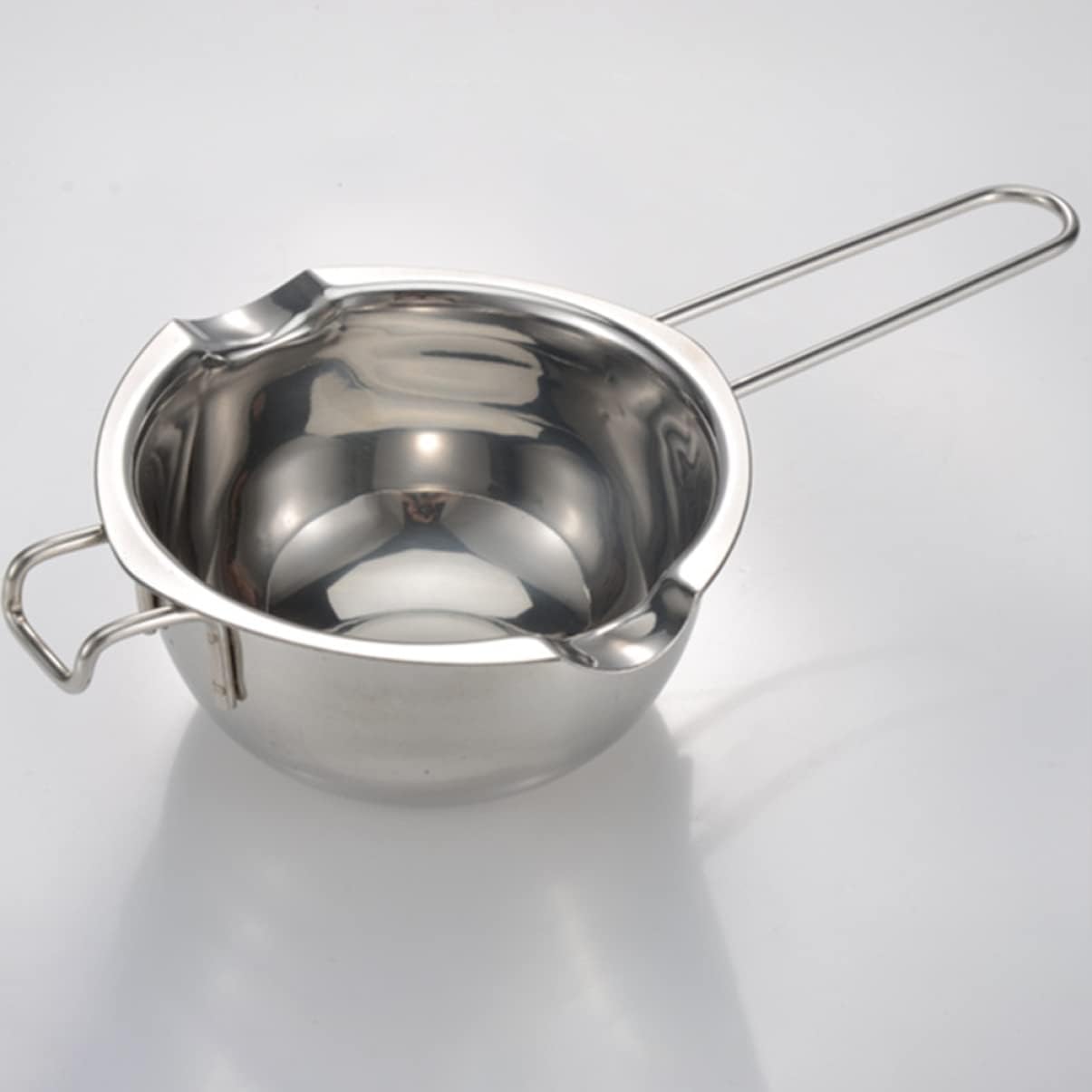 2pcs Double Melting with Fondue Boiler Bowl Heat Handle Stainless Butter Pot Chocolate Organizer Storage Oil Warmer for Milk Candy Silver Steel Soap Making Holder Kitchen Steamer