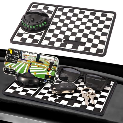Multifunction Car Anti-Slip Mat Rotatable Anti Skid Car Dashboard Pad with Temporary Parking Numbe Universal Car Phone Holder and Large Pad for Phones Sunglasses Keys Gadgets