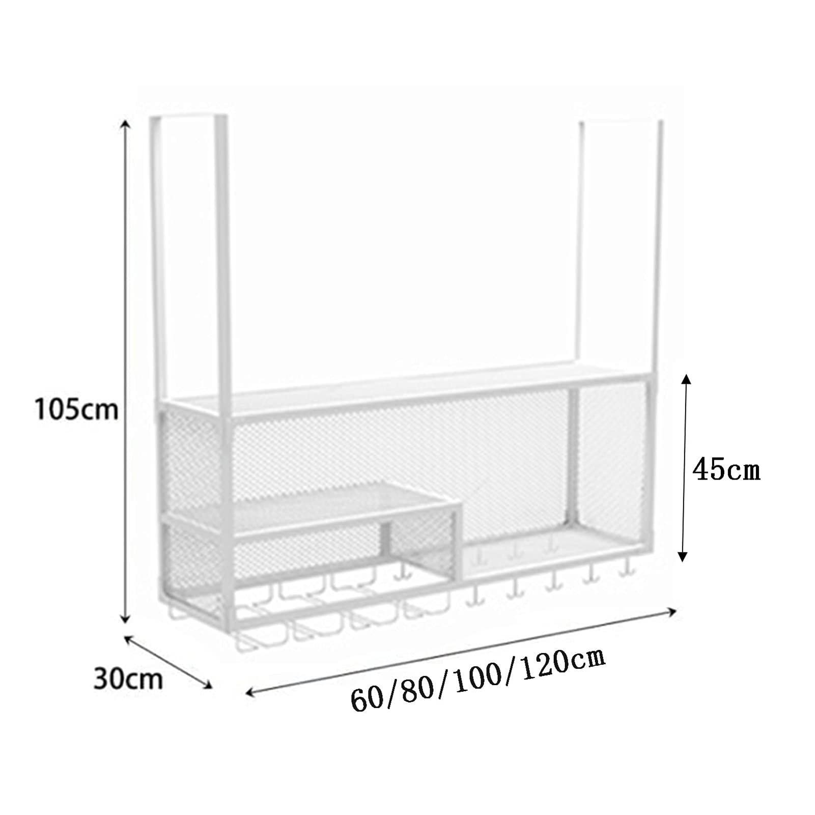 Aggancio da Bar, Portaoggetti Sospeso in Ferro Battuto, Griglia A Soffitto A Tre Livelli, Adatto A Casa, Bar, Bar (Color : White, Size : 120X30X45CM)