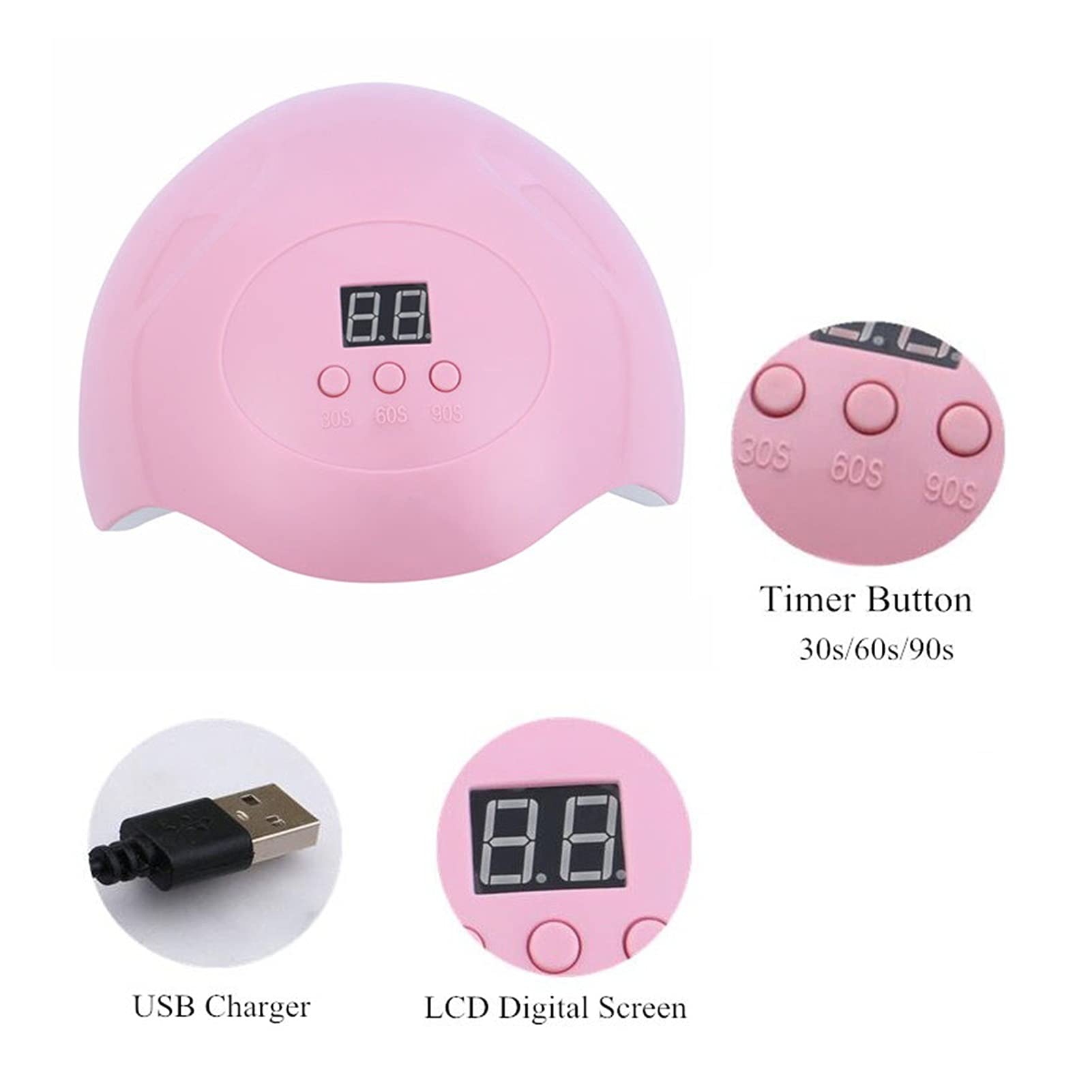 Secador de uñas Secador de uñas Lámpara UV LED Cargador Micro USB para Todas Las uñas Lámparas de curado de Esmalte de Gel con Sensor automático Máquina de manicura Modo de curado cómodo
