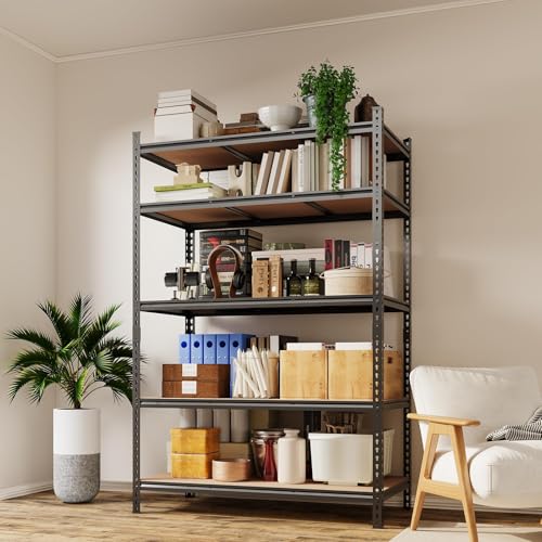 Image of Garvee 5-Tier Storage Shelf 48 inch W Heavy Duty Mental Storage Shelving Unit | 72 inch H x 48 inch W x 24 inch D Adjustable Garage Shelving, 2500LBS Storage Shelves for Garage Kitchen Pantry Warehouse