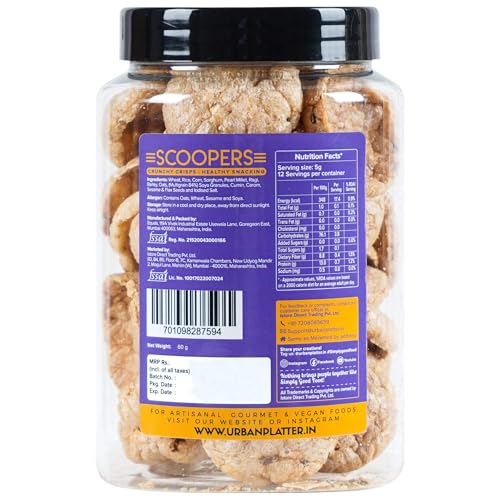 Image of Urban Platter Scoopers Multigrain Munchie, 60g (Crunchy Crisps Made with Popped Multi-Grains and Seeds for Healthy Snacking)
