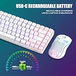 RedThunder K84 Clavier sans fil et Mouse Combo, RGB Batterie rechargeable rétro-éclairée, 75% Disposition générale 84 Clés TKL Ultra Clavier de jeu compact & Léger 3200 DPI Souris optique en nid d'abeille (blanc)