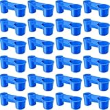 LemonRoad 24 Pcs Bird Drinker Feeder Cups Plastic Water Bottle Cup for Cage Ideal for Pigeon Bottle Chicken Quail Poultry Waterer Accessories(Blue)