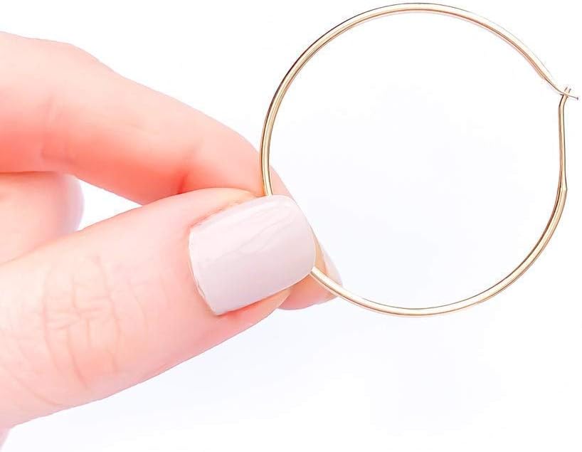 Large Gold Hoop Earrings, Comes as Pair, 14K Gold Filled, 45mm, 16 gauge, Butterfly Clutch, Hypoallergenic, Gold Earrings for Women (45mm, 14K Rose Gold Filled)