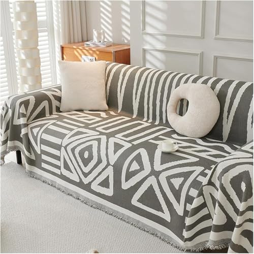Image of Styleys Chenille Sofa Cover - Reversible Sofa Towel & Blanket | Soft, Anti-Slip, Washable Couch Protector for Living Room & Lounge - 3 Seater - 330X180cm, Grey, XNESMSFJ-2C
