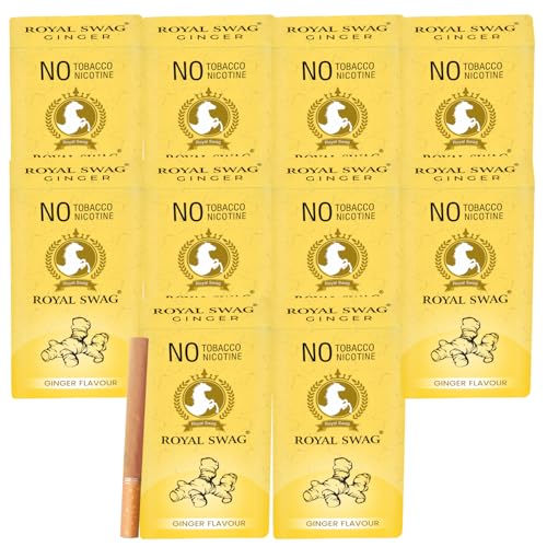 Image of ROYAL SWAG Ginger Flavoured Ayurvedic Wellness Sticks 100 King Size Herbal Wellness100% No Nicotine No Tobacco Non Addictive Herbal Alternative
