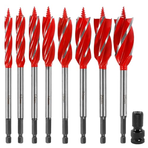 8 Pcs Wood Auger Drill Bit 10-25 mm Long Drill Bits High Carbon Steel Cut Drilling Bit Non Slip Wood Auger Drill Bit Precise Drilling Flexible Easy to Use Efficient Convenient Suitable for Woodworking