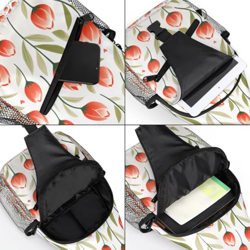Sling bag unisex con diseño floral rojo miniatura 5
