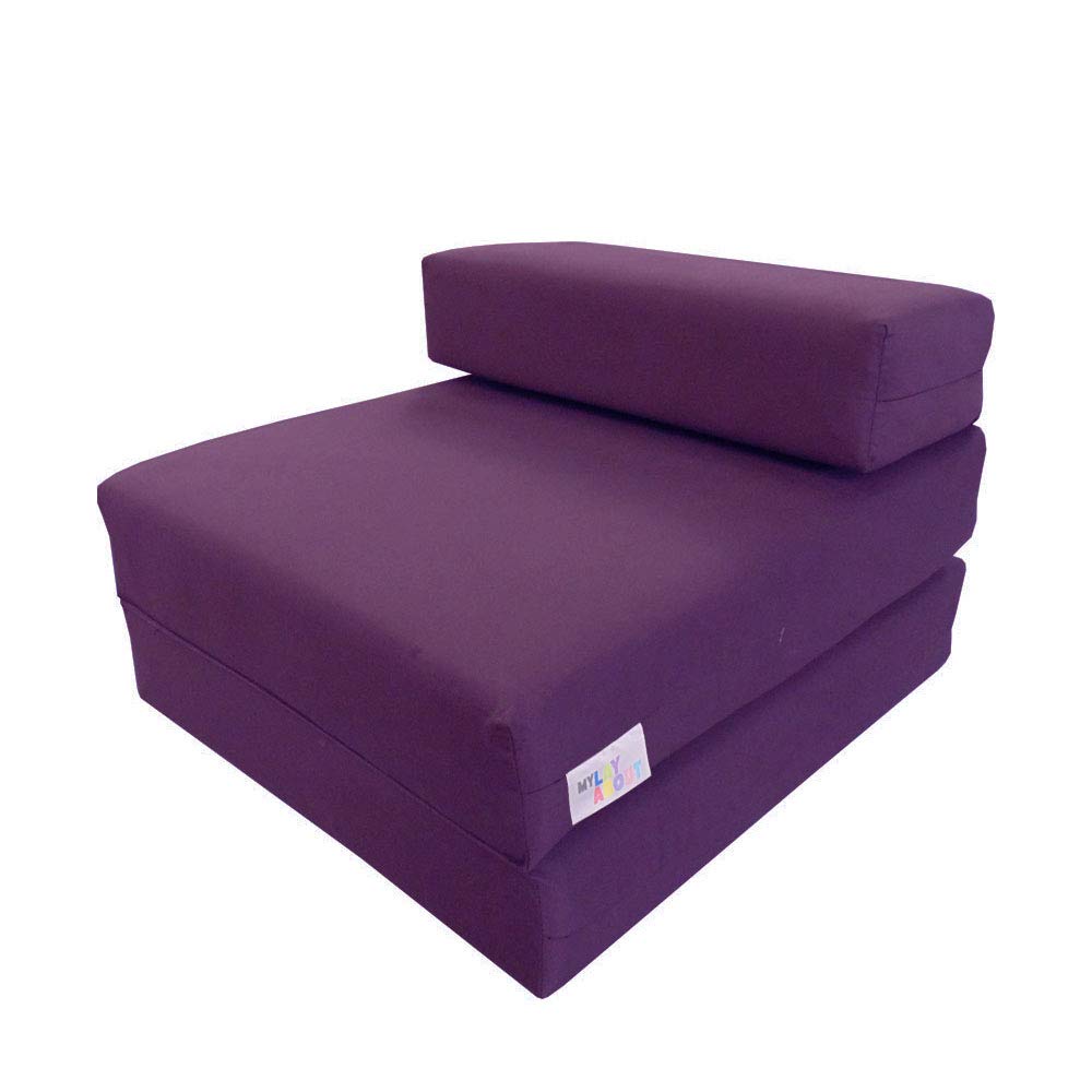 MyLayAbout Kids Z Bed - Memory Foam Chair bed & Fold up Mattress | Available in 11 colours. Perfect for childrens sleepovers, reading corners or gaming. (Purple) โ image 1