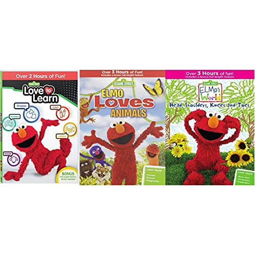 Elmo Loves To Learn / Elmo Loves Animals / Elmo's World: Head, Shoulders, Knees And Toes (3 Disc DVD Set - Over 8 Hours)