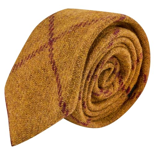 Cravate à carreaux jaune moutarde en tweed texturé King & Priory