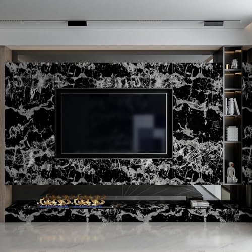 Image of WALLMATE Marble Wallpaper Self Adheisve Marble Wallpaper Waterproof Countertop Furniture Kitchen Marble Sticker (Black Marble, 24x60 Inch)