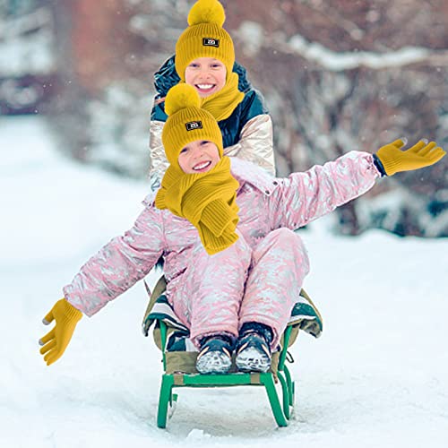 Openfly Kids Winter Beanie Hat Scarf Gloves Set For 2-7 Years Old Boys Girls Winter Knit Warm Fleece Lined Kids Hat Scarf Gloves Set #TOP4