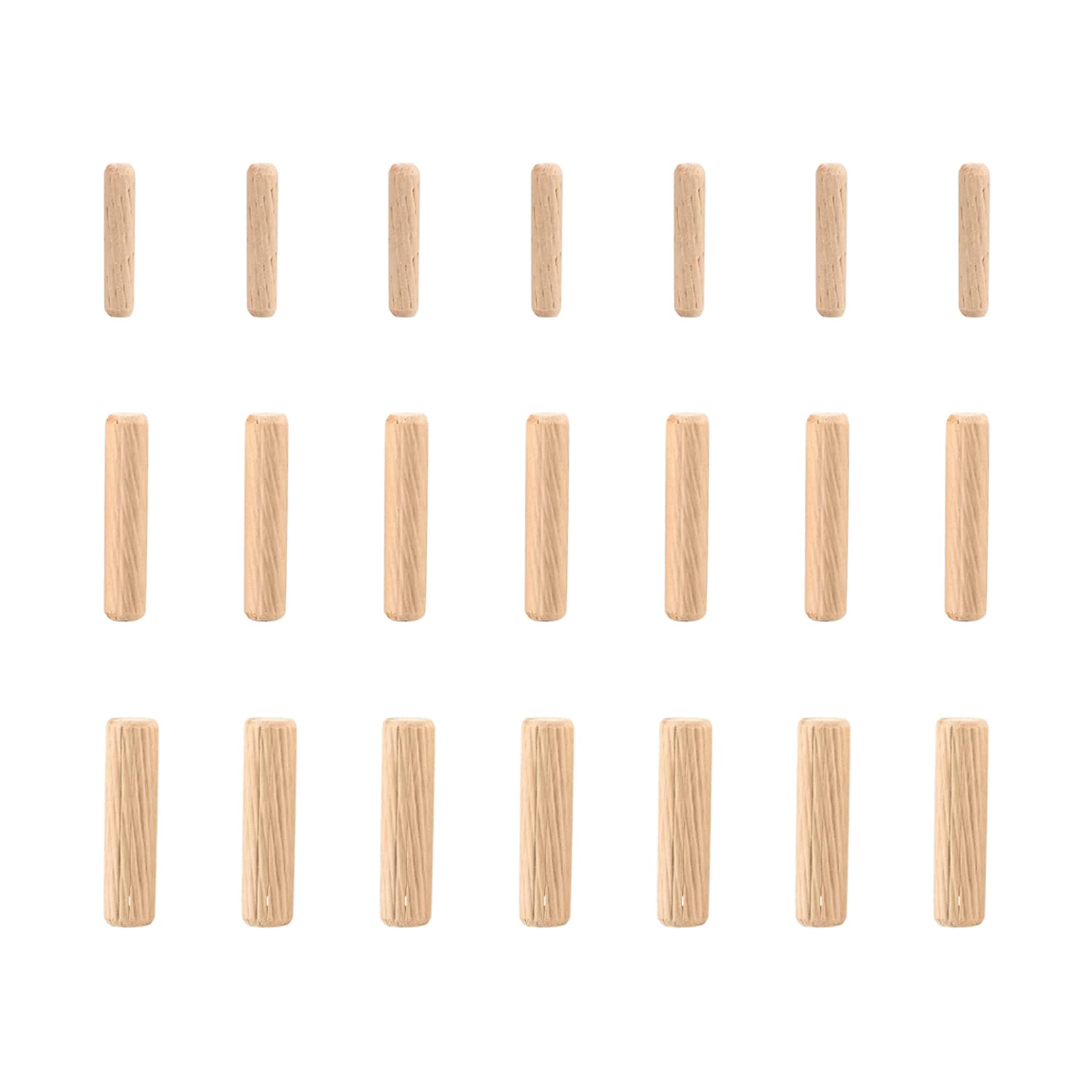 21pcs Wooden Dowel Pins,3 Sizes Assorted Wooden Dowels,Wood Dowels Solid Hard Wood Dried Fluted Beveled Hardwood Rods Furniture for Professional Carpenters DIY and Craft Projects(6mm,8mm,10mm)