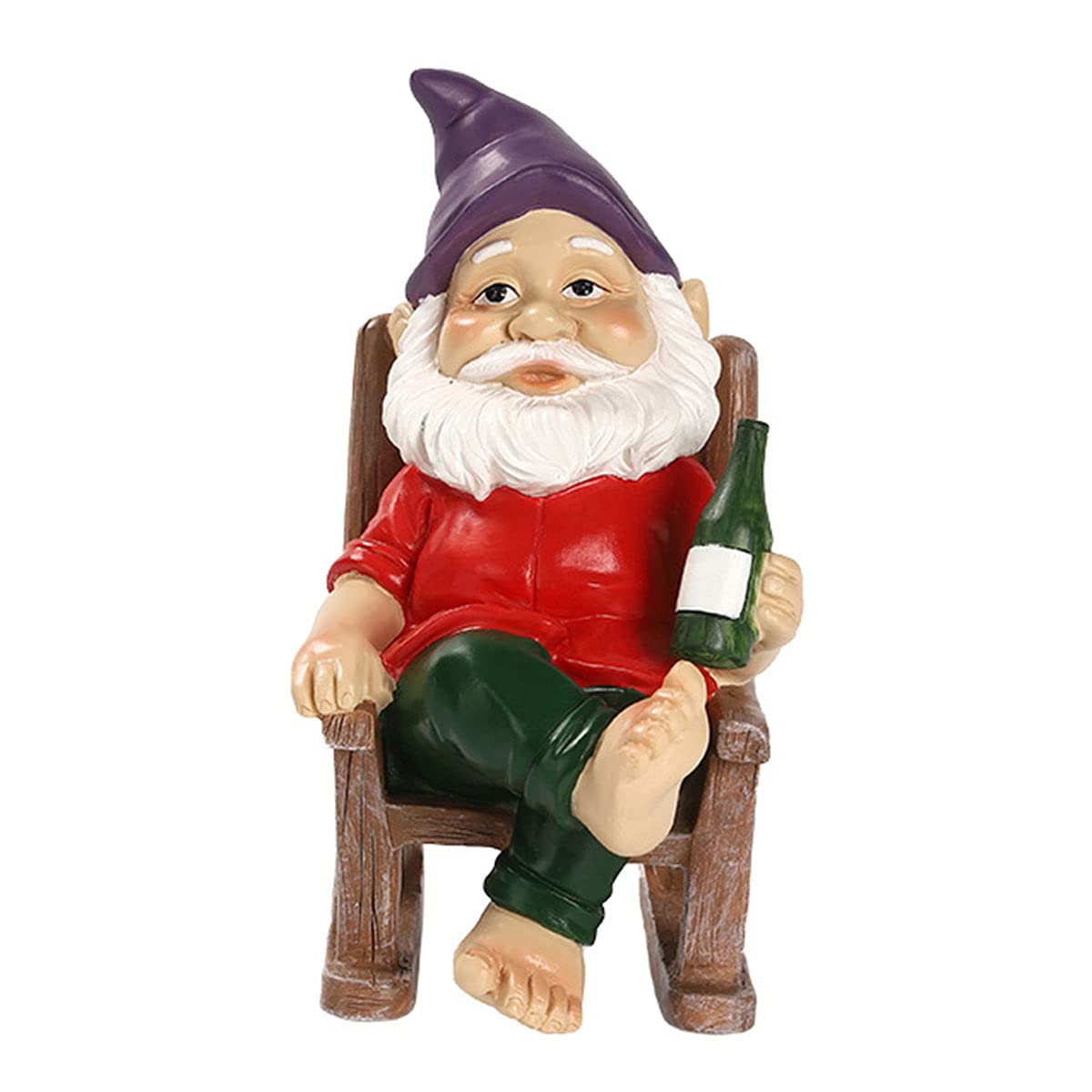 Estatua De Gnomo De Jardín Bebiendo En Una Mecedora, Divertidas Esculturas De Figuras De Jardín De Resina para Adornos De Césped Decoración Interior O Exterior, 12,5 Cm * 8 * 15 Cm