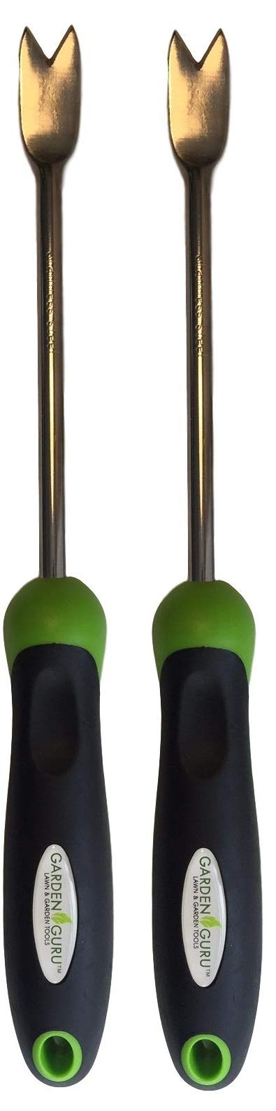 Garden Guru Dandelion Weeder Tool with Ergonomic Handle - Stainless Steel Weed Puller for Planting, Weeding, Flower and Vegetable Care in Lawn Garden Yard | Rust Resistant (2 Pack)