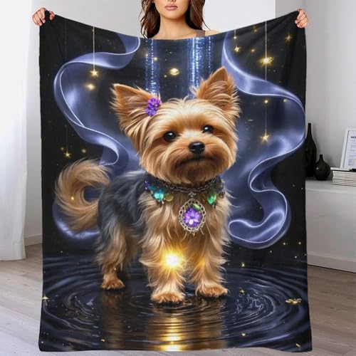 Couverture anti-froid Yorkshire Terrier 3D, plaid microfibre doux pour lit