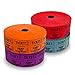 Raffle Tickets - 4 Rolls of 2000 Double Tickets - 8,000 Total - Dark Assorted Colors - Red, Blue, Purple, Orange