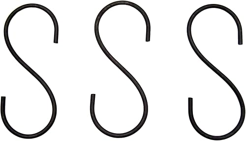 Wowser Juego de 3 ganchos colgantes en forma de S de metal negro, herramientas de organización multiusos, 7 pulgadas