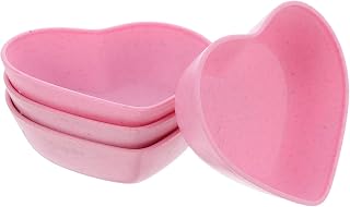 Heart Shaped Small Bowls Wheat Straw Mini Sauce Dipping Bowls Leaf Pattern for Appetizers
