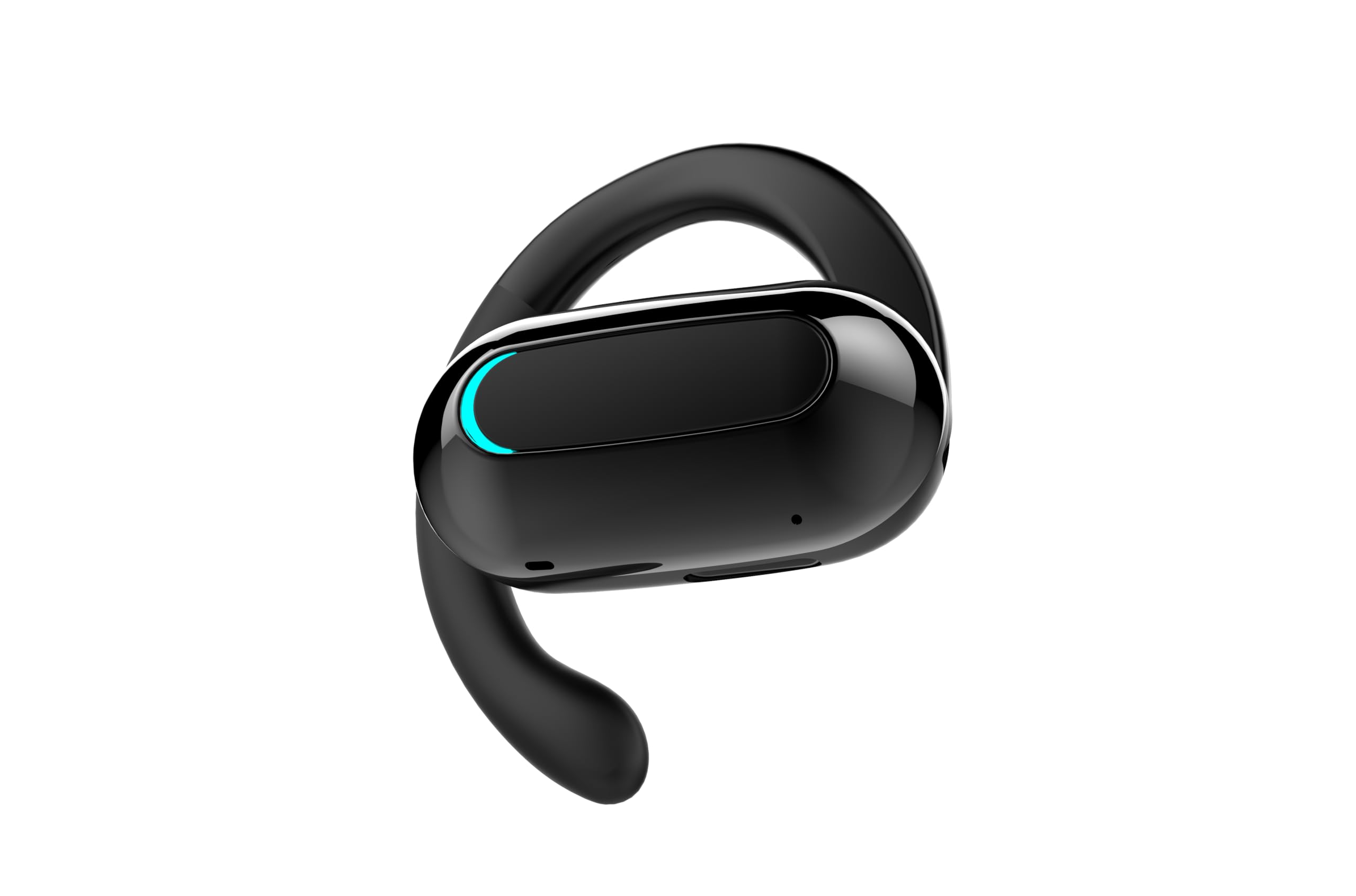 Clip Oreillette Bluetooth 5.2 sans Fil - 75 mAh, 15H Écoute, Recharge USB-C, Clip Oreille Ouvert, Confortable, Idéale Télétravail & Sport. (Noir)