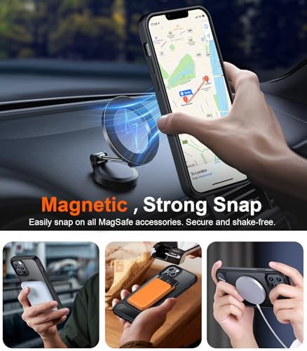 Image of Magnetic Compatible with iPhone 12 Pro Max Case, [Built-in Invisible Kickstand][Compatible with MagSafe][Military Grade Shockproof] Slim Translucent Matte Phone Case for iPhone 12 Pro Max 6.7 inch