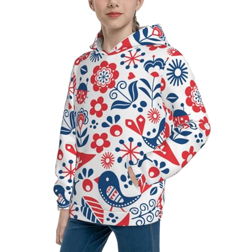 Birds Flowers Kid Hoodies Boys Sweatshirts Girls Pullover with Pocket2