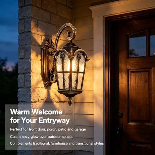 Image of YUBOLE Outdoor Wall Lights Waterproof Wall Sconce Hammered Texture Glass