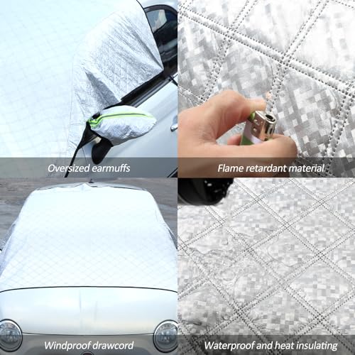 Image of HAPPYHORSE Snow Windshield Snow Cover for Fiat 500 Abarth 2010-2023 Winter Snow Frost Car Windshield Cover Accessories