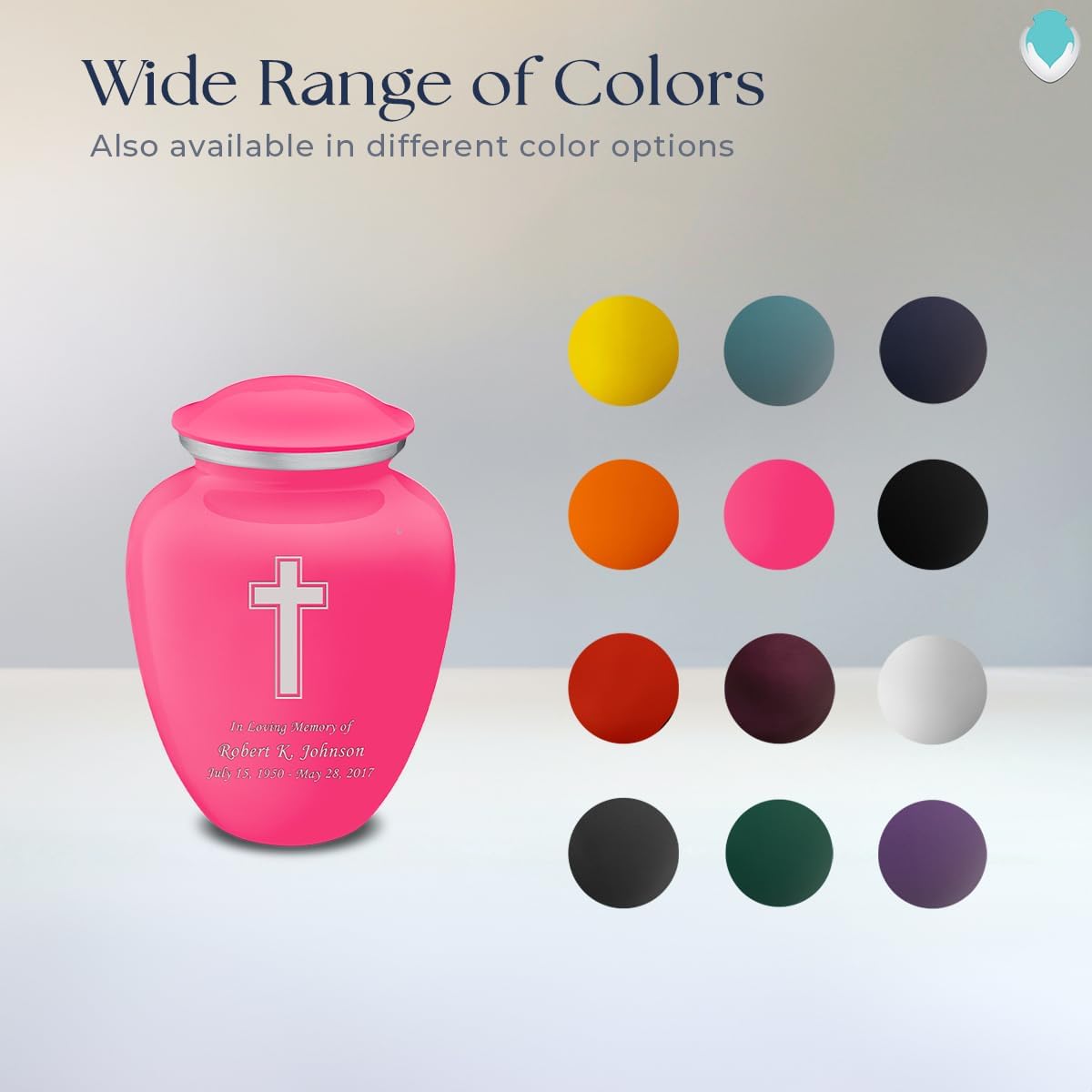 Geturns - Small Personalized Simple Cross Cremation Urns for Human Ashes I Bright Pink Funeral Urn for Women and Men I Holds up to 44 Cubic Inches