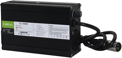 Cargador de batería de 24 V Cargador inteligente automático 5A cargador de goteo e interruptor de ES Conector XLR de 3 pines adecuado para cargar