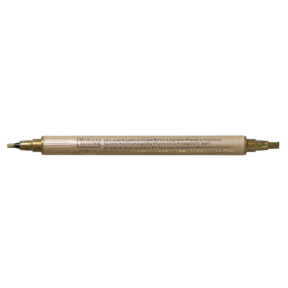 Rayher Metallic Calligraphy Pen, for easy calligraphic handwriting, tips: 2 + 3,5mm, Gold